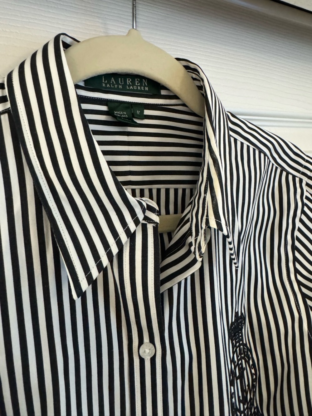 Lauren Ralph Lauren Black & White Striped Button Down Shirt Size M - Picture 5 of 5
